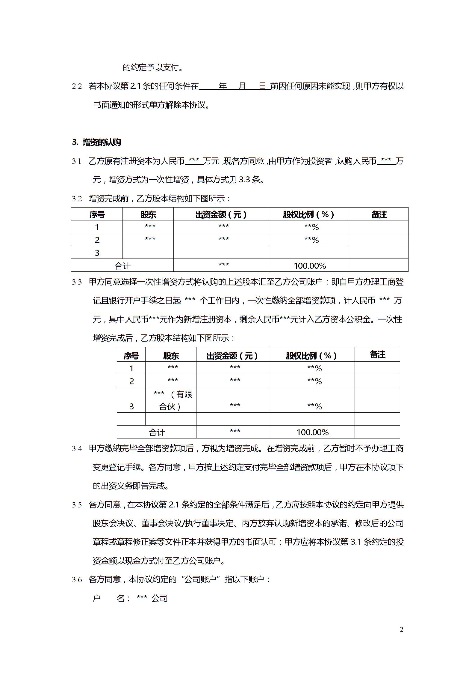 股權投資協議書1